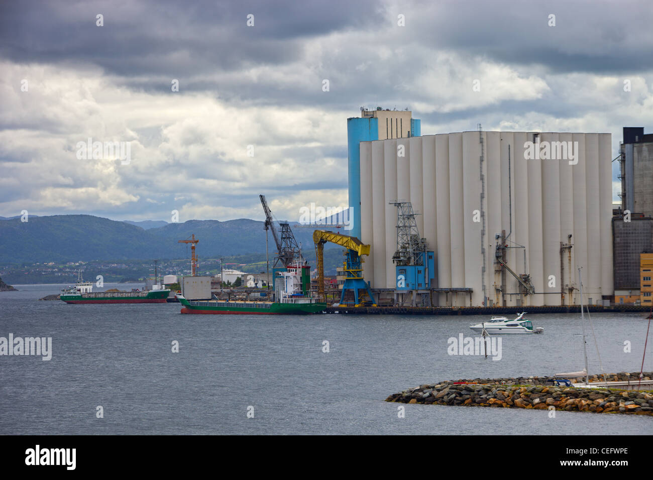 Silos in the port of Stavanger, Norway. Stock Photo