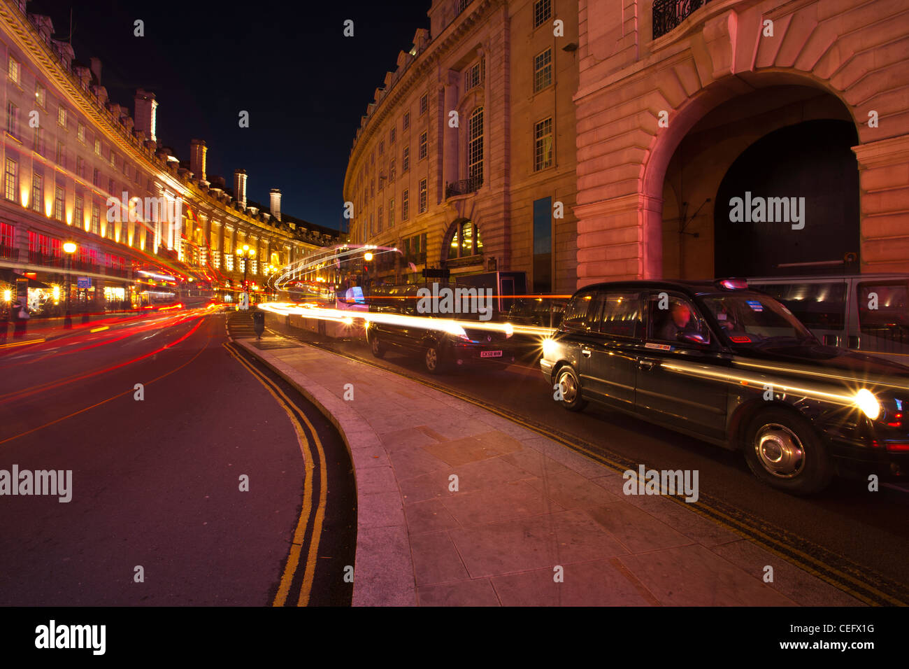 England, London, Piccadilly Circus. Road running from Piccadilly Circus