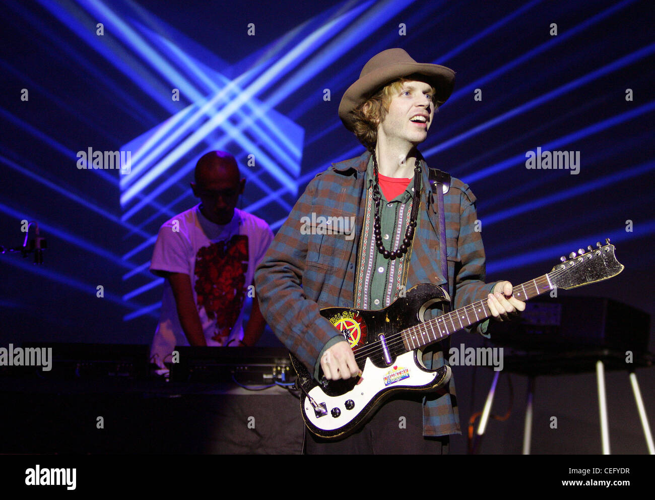 Beck performs in Boston, Massachusetts. Stock Photo