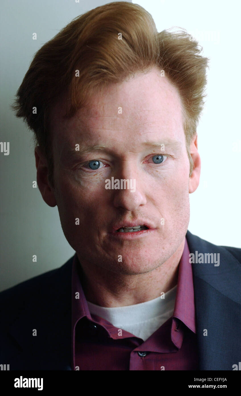 Conan O'Brien poses before giving a talk in his hometown of Brookline, Massachusetts USA. Stock Photo