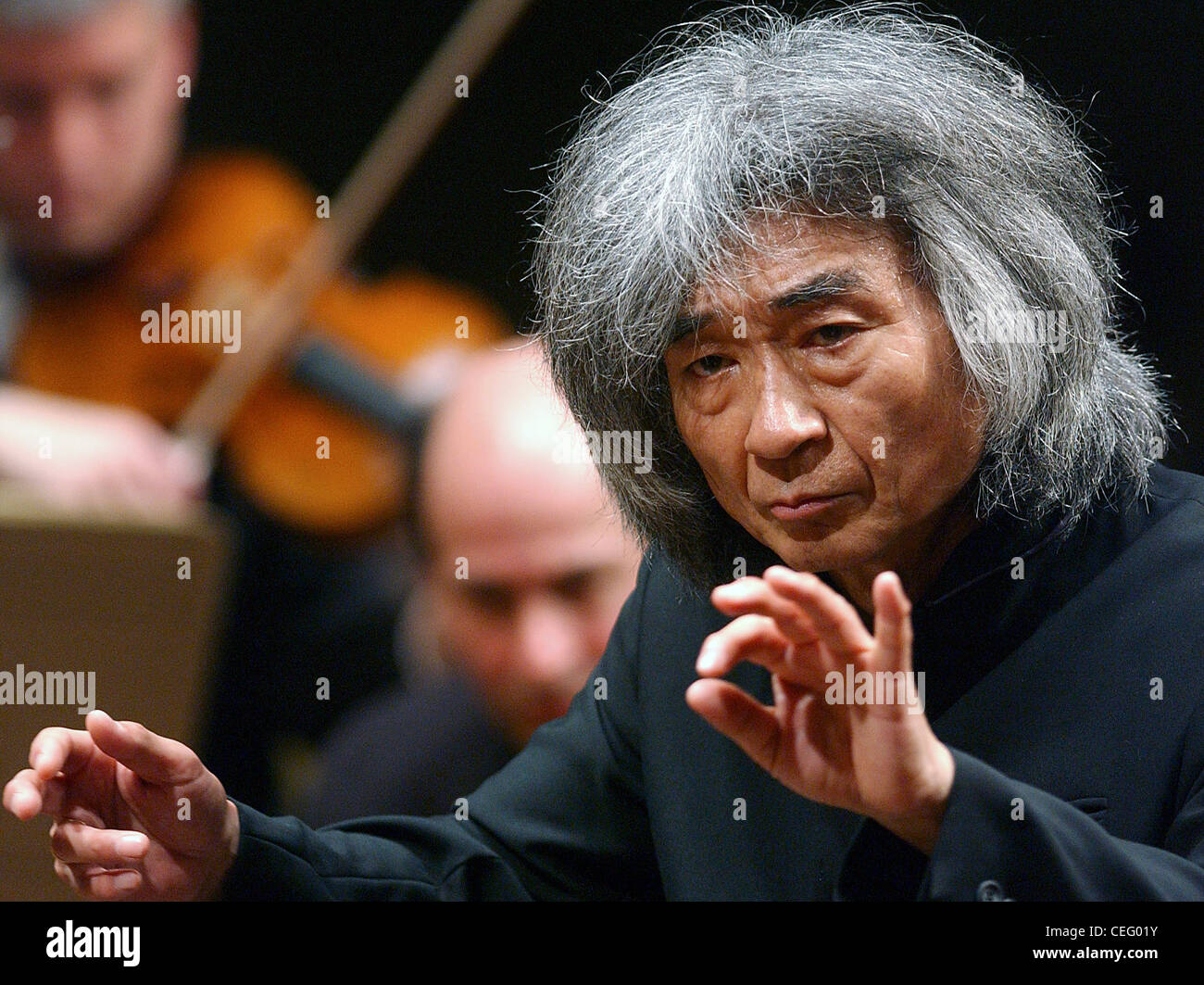 Boston Symphony Orchestra music director Seiji Ozawa conducts at Symphony Hall in Boston