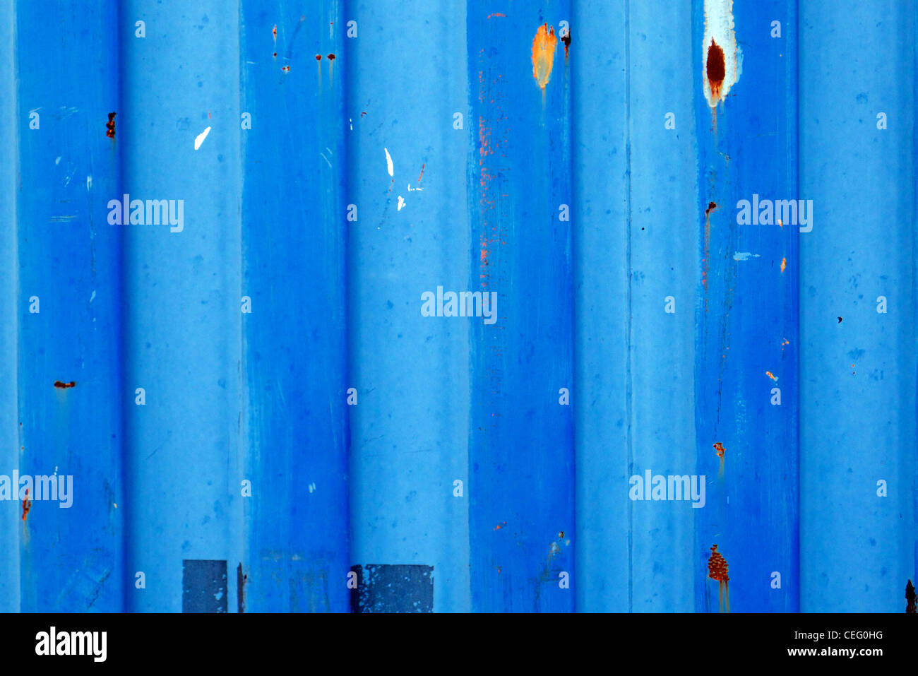Corrugated metal surface of a shipping container Stock Photo