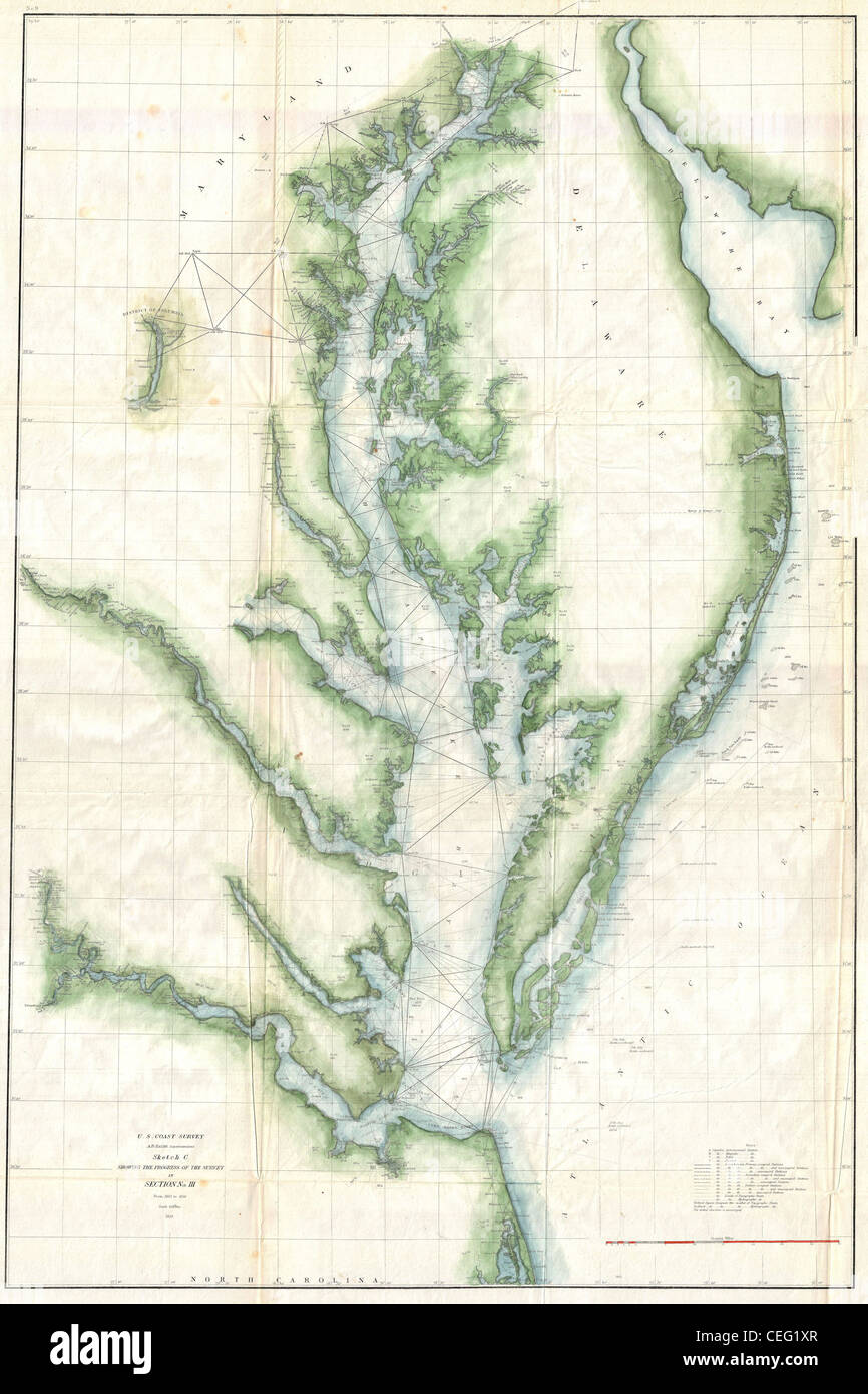 U s coast survey chart or map of chesapeake hi-res stock photography ...