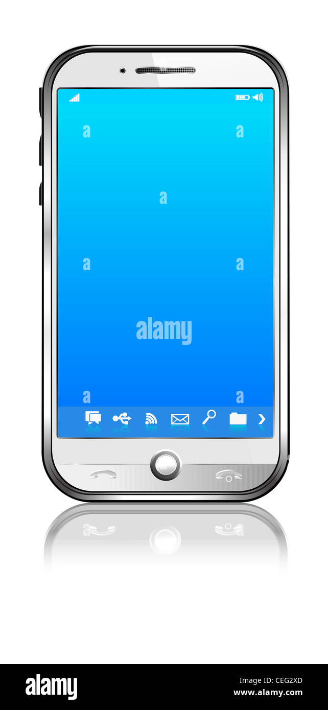 Phone Cell Smart Mobile white and silver 2D Stock Photo Alamy