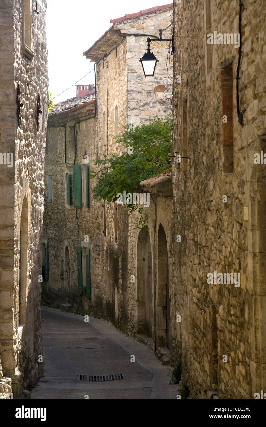 Stone streets of Vezenobres, Gard, France Stock Photo