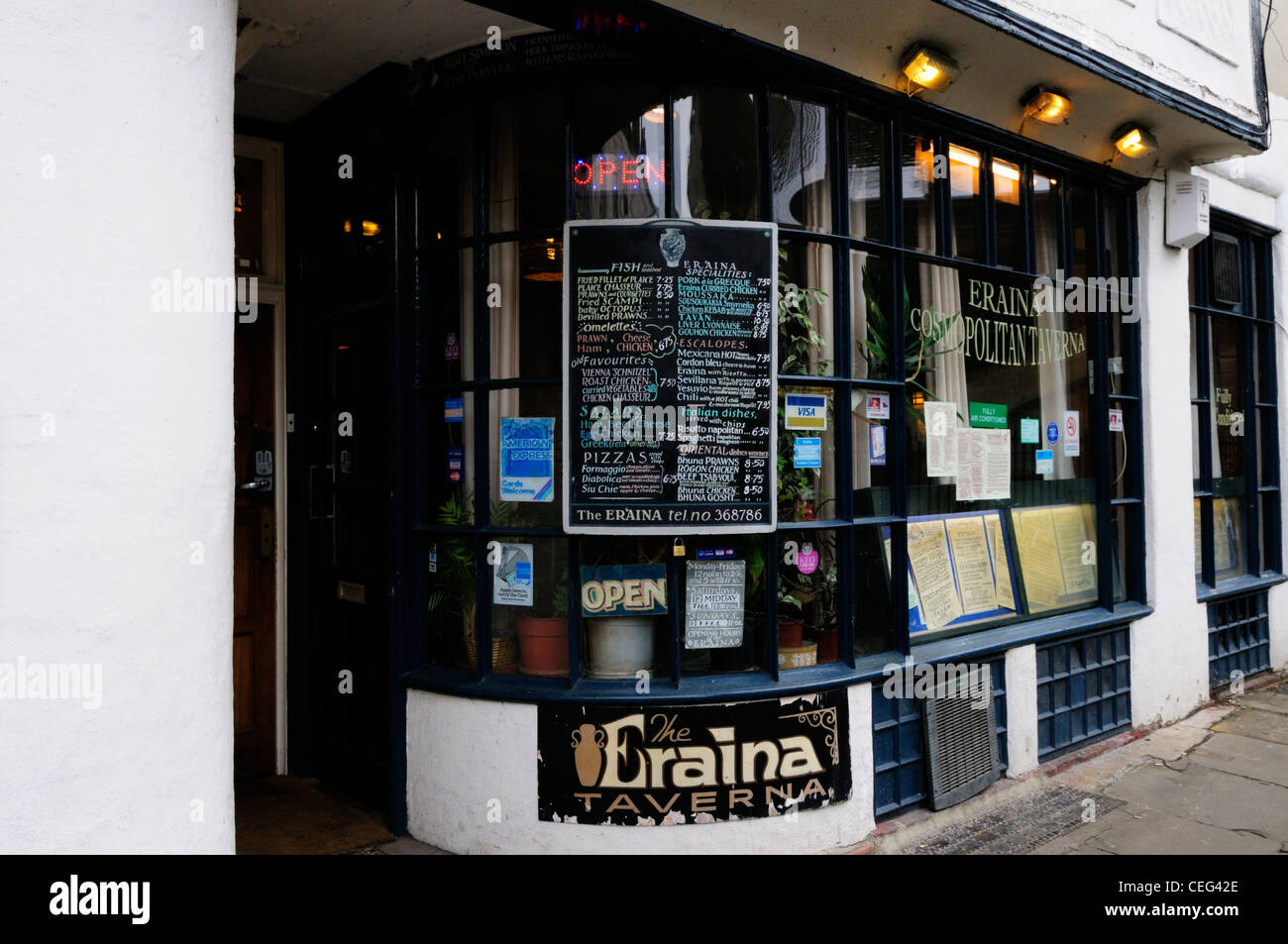 The Eraina Taverna Restaurant, Free School Lane, Cambridge, England, UK Stock Photo