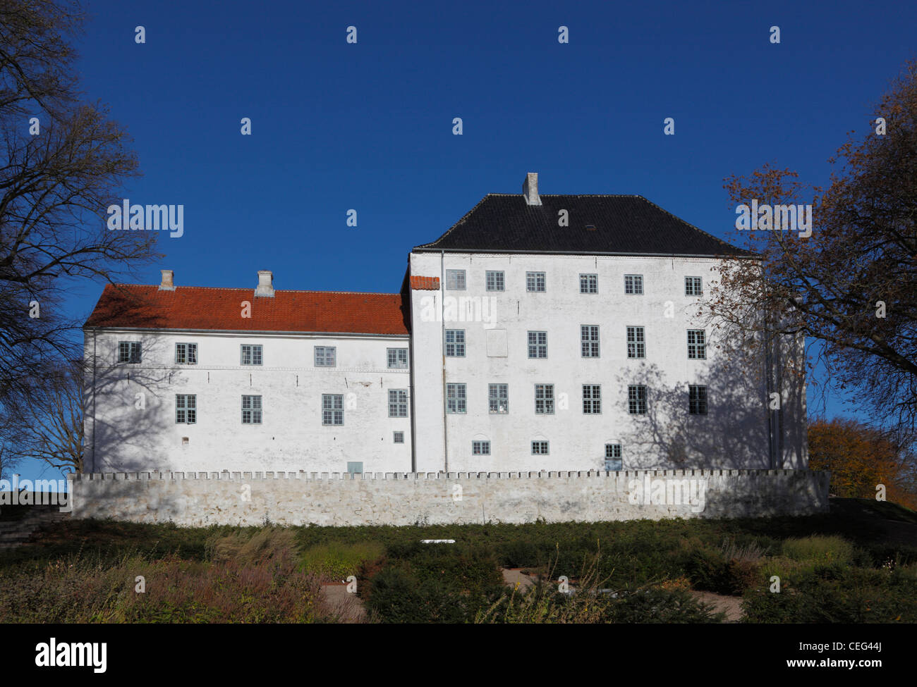 The apparently haunted 12th century medieval Dragsholm Castle in Hørve in north-western part of Zealand, Denmark. Now a famous restaurant and hotel Stock Photo