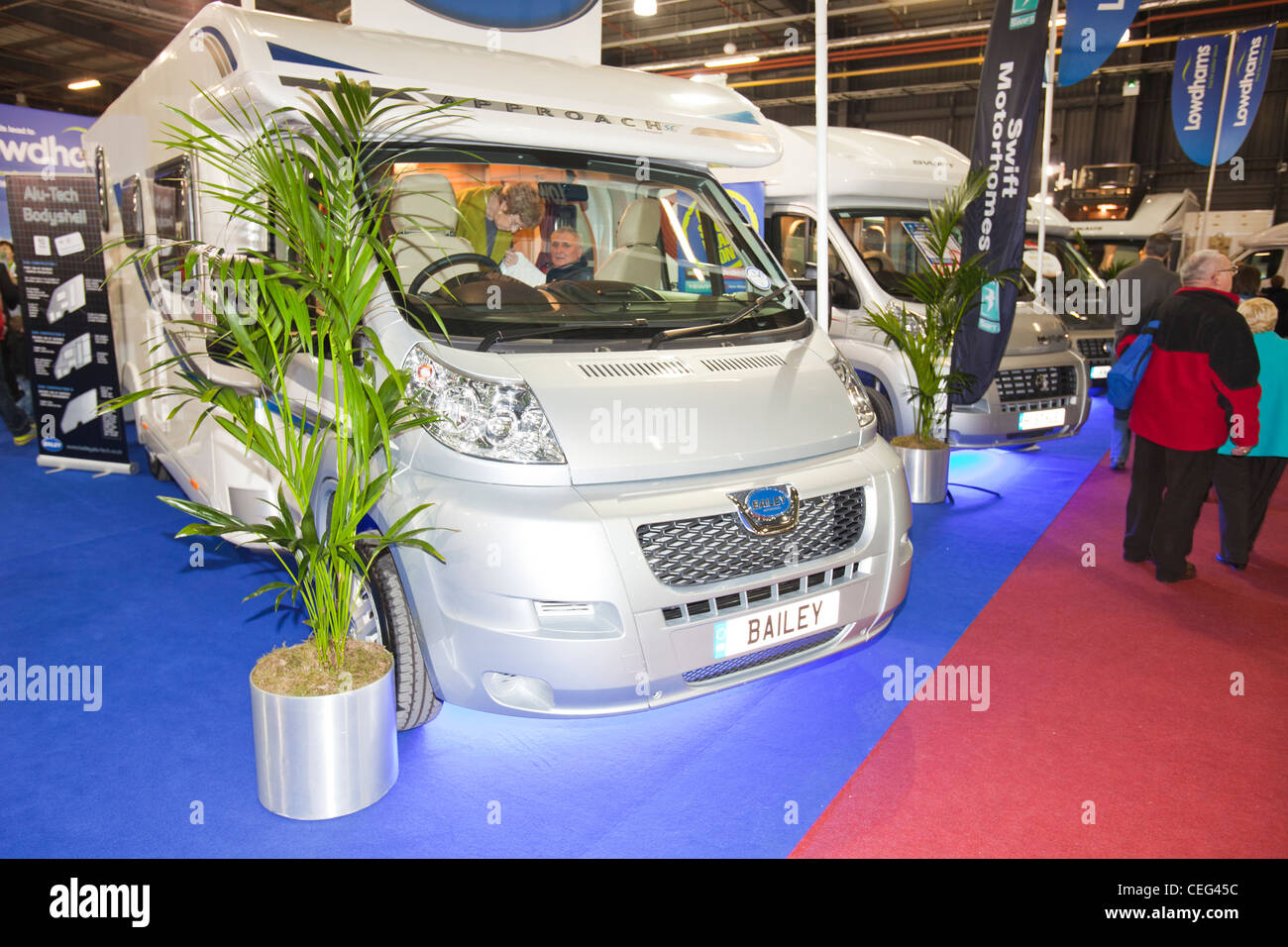 A motor home at the Caravan and motor home show at Event City in Manchester, UK. Stock Photo