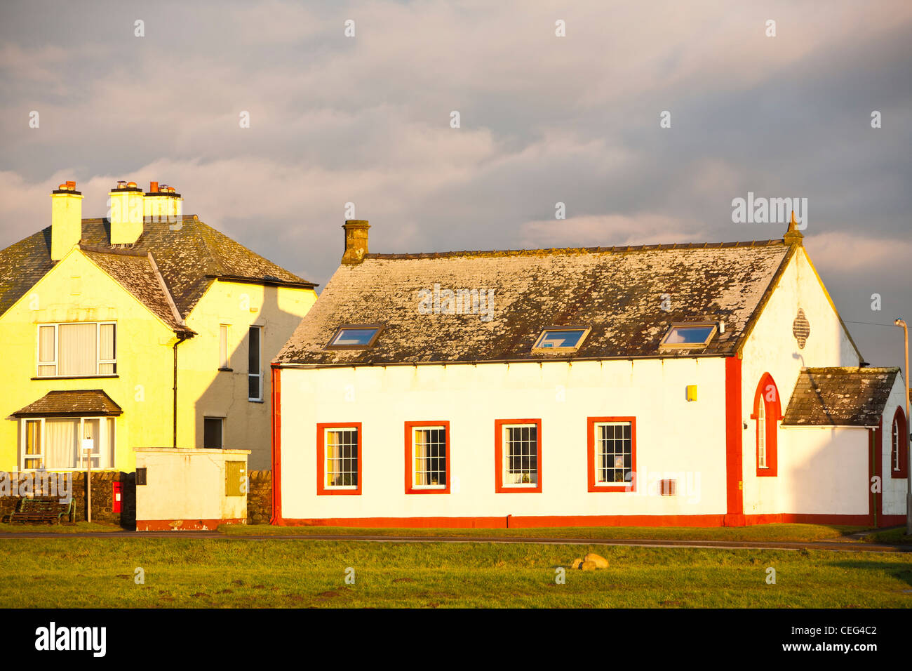 A Congregational Chapel that has been converted into a house in Allonby on the Solway Coast, Cumbria, UK Stock Photo