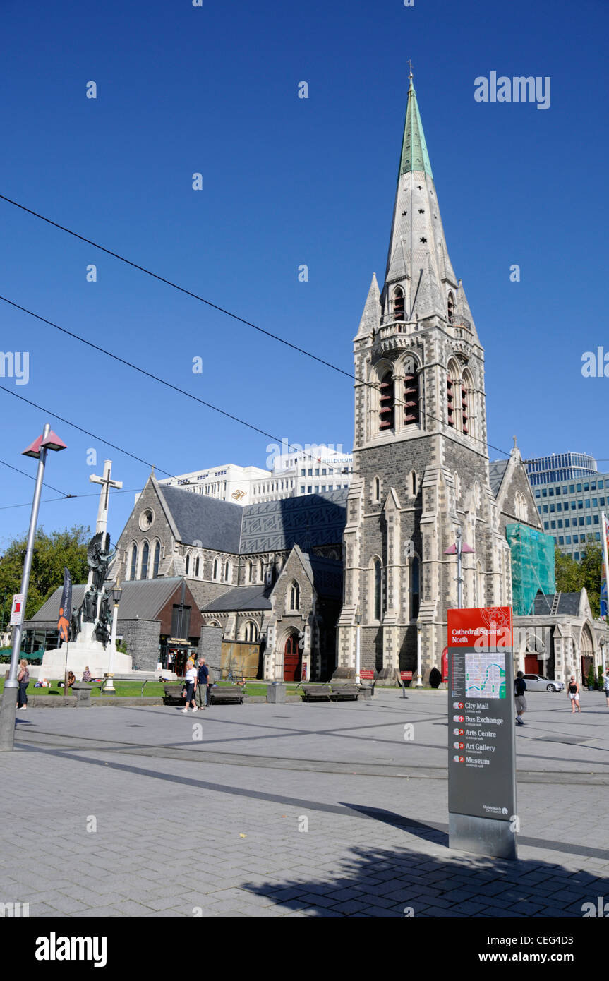 Christchurch Cathedral in Cathedral Square in Christchurch, New Zealand. Stock Photo