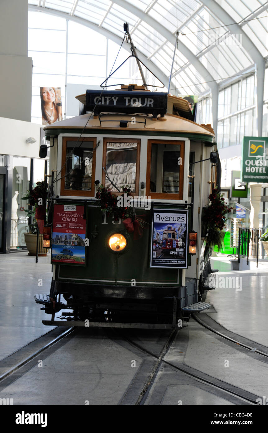 A vintage tram of Christchurch tramways at Cathedral Junction in Christchurch, New Zealand Stock Photo