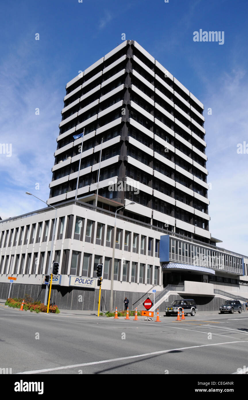 New Zealand Police H.Q on Hereford Street in Christchurch, New Zealand Stock Photo