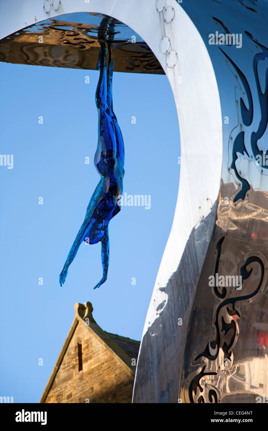 The Wave sculpture in St Johns Square Blackpool. Sculpture by Lucy Glendinning Stock Photo Alamy