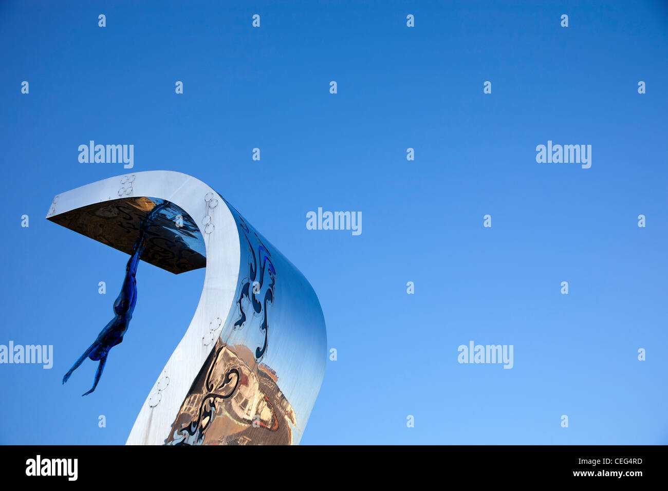 The Wave sculpture in St Johns Square Blackpool. Sculpture by Lucy