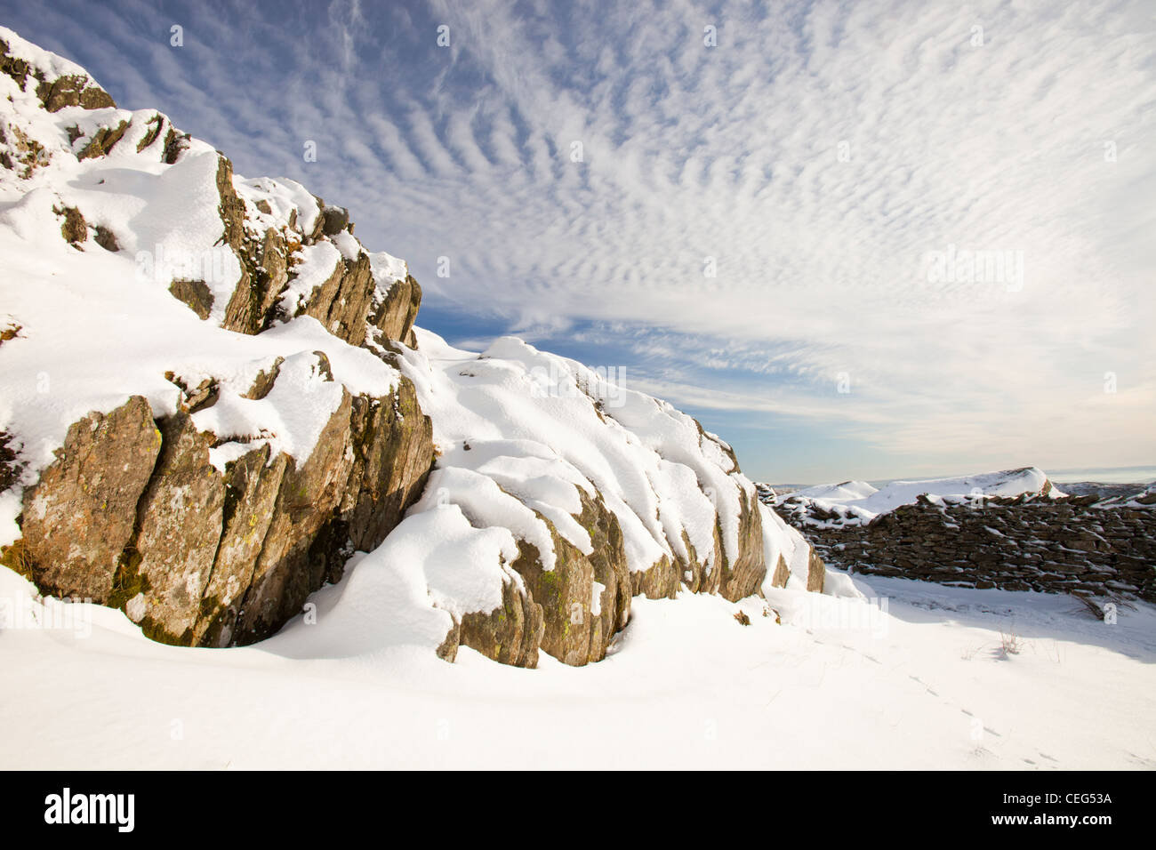 Mackerel skies over Red Screes in the Lake District, UK Stock Photo Alamy