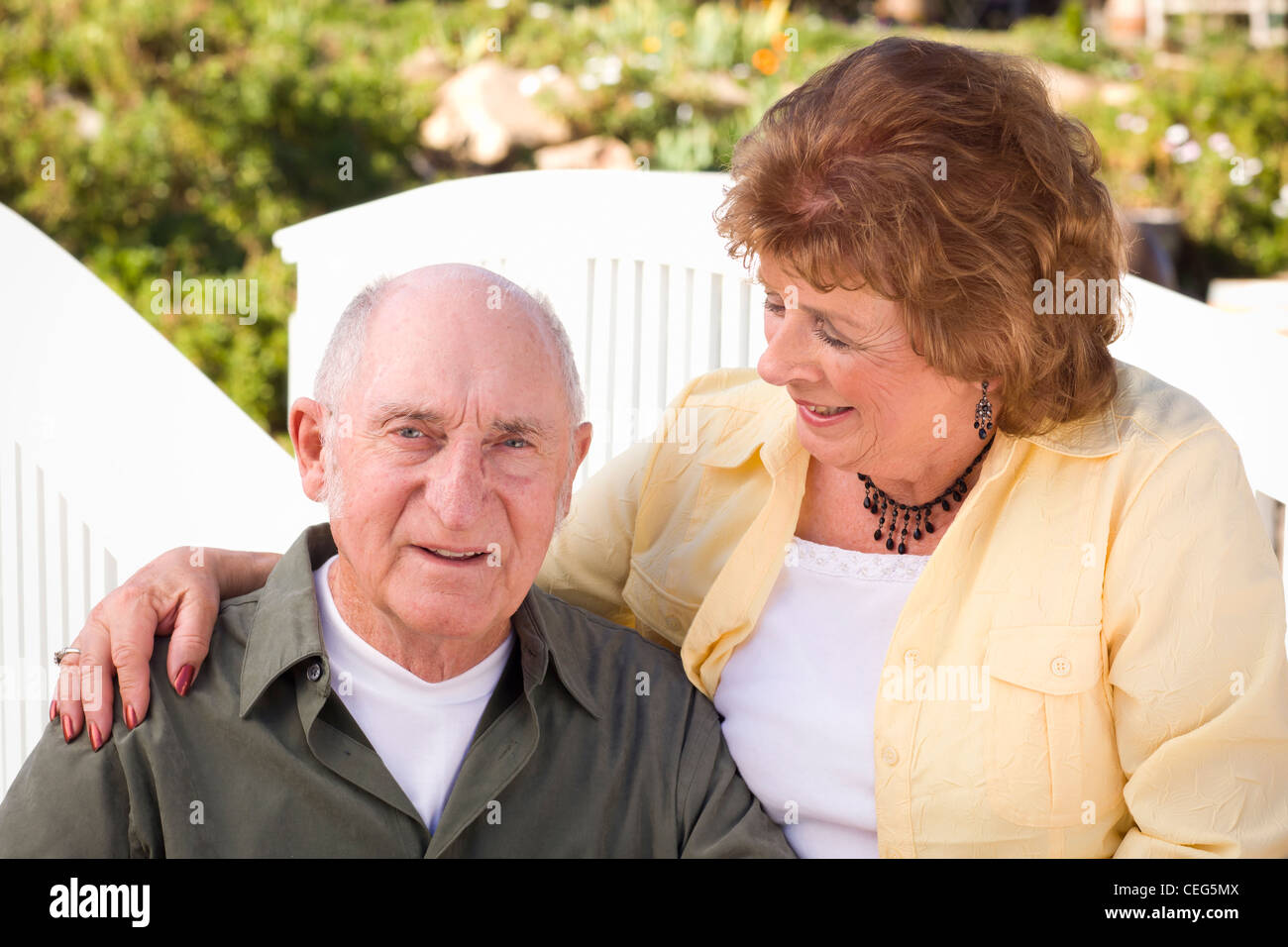 Happy Senior Couple Enjoying Each Other in The Park Stock Photo - Alamy