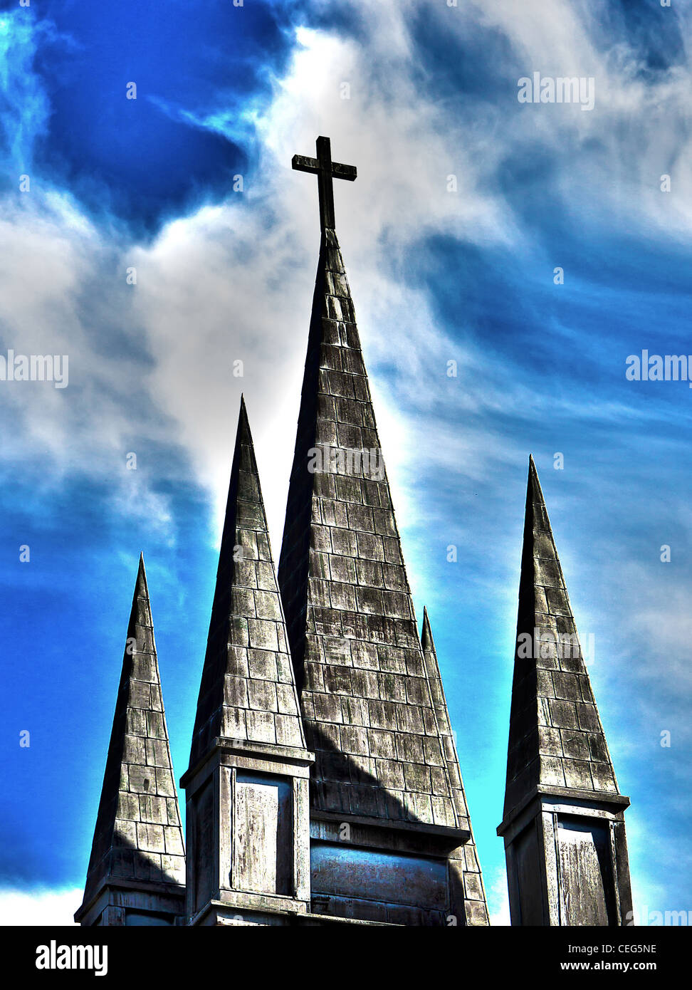 Steeple with cross on top Stock Photo - Alamy