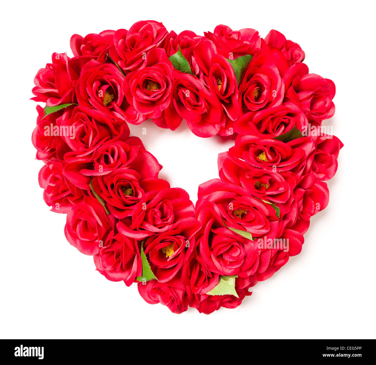 Heart Shaped Red Rose Arrangement on a White Background Stock Photo - Alamy