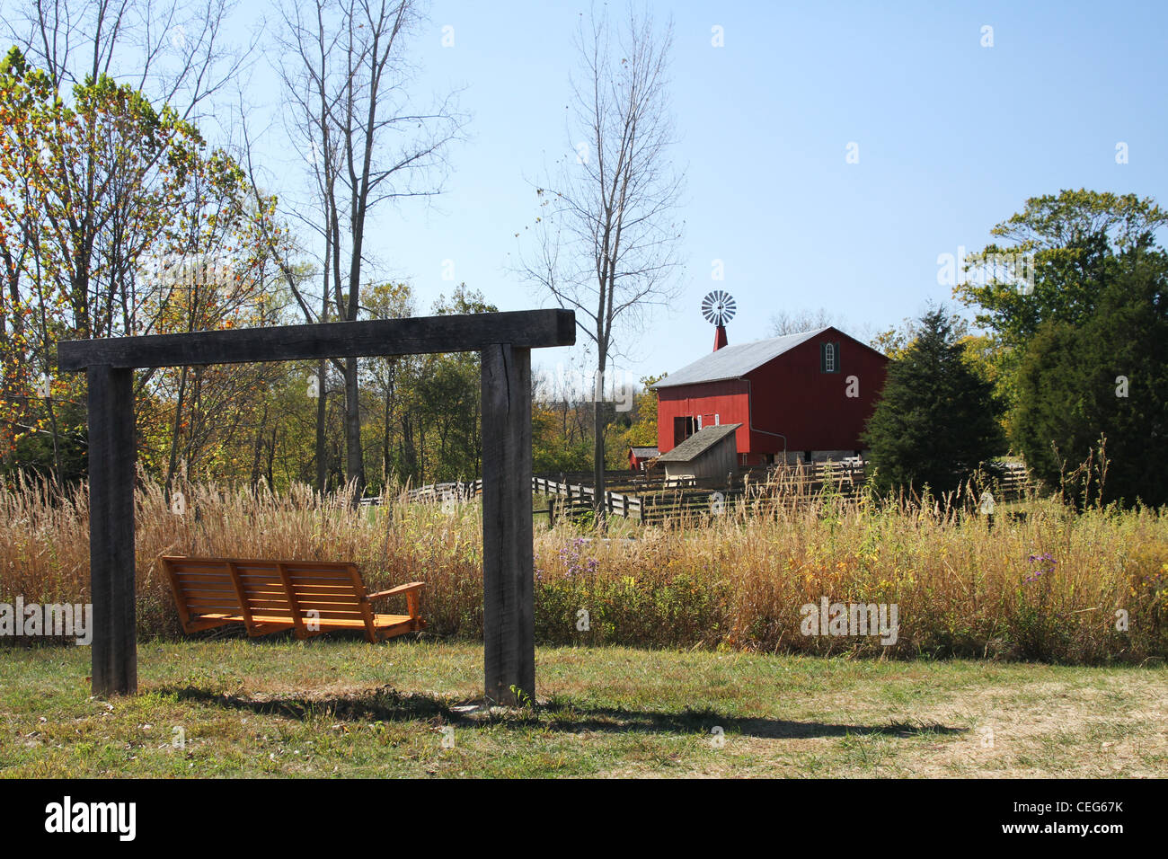 Historic Barn Scene. Old barn at Carriage Hill Metropark, Huber Heights