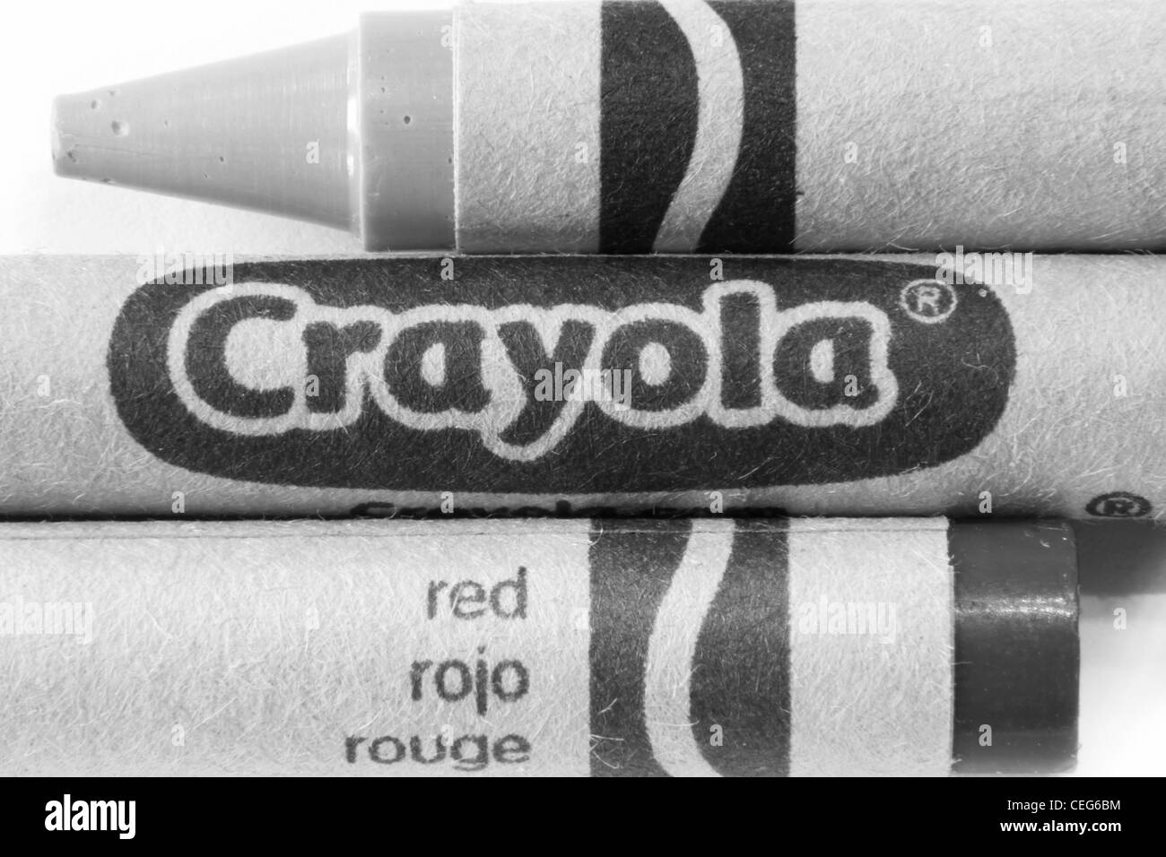 Red Crayon in Black and White. Crayola brand crayons. Macro close-up Stock  Photo - Alamy