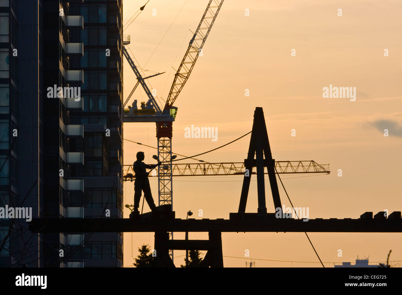 Crane doing construction work, Toronto, Canada Stock Photo Alamy