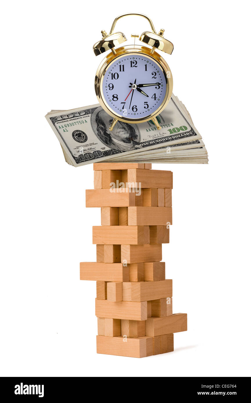 Time,money and building blocks. Stock Photo