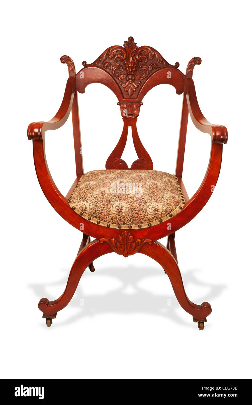 Antique American Mahogany Chair Made in the 1890's. Stock Photo
