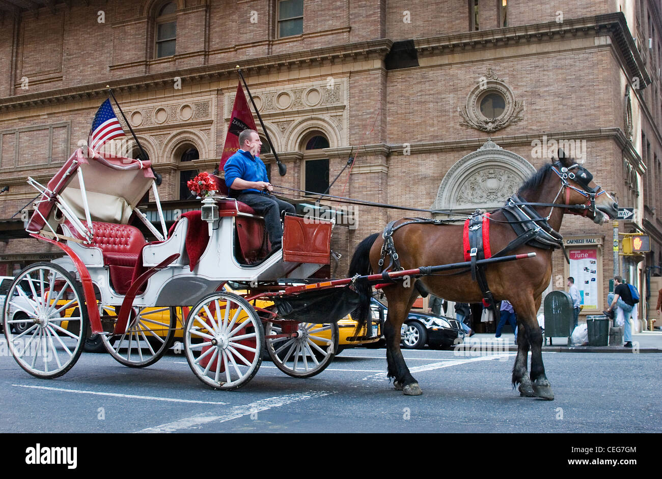 Chariot in front of the Carnegie Hall, New York City Stock Photo