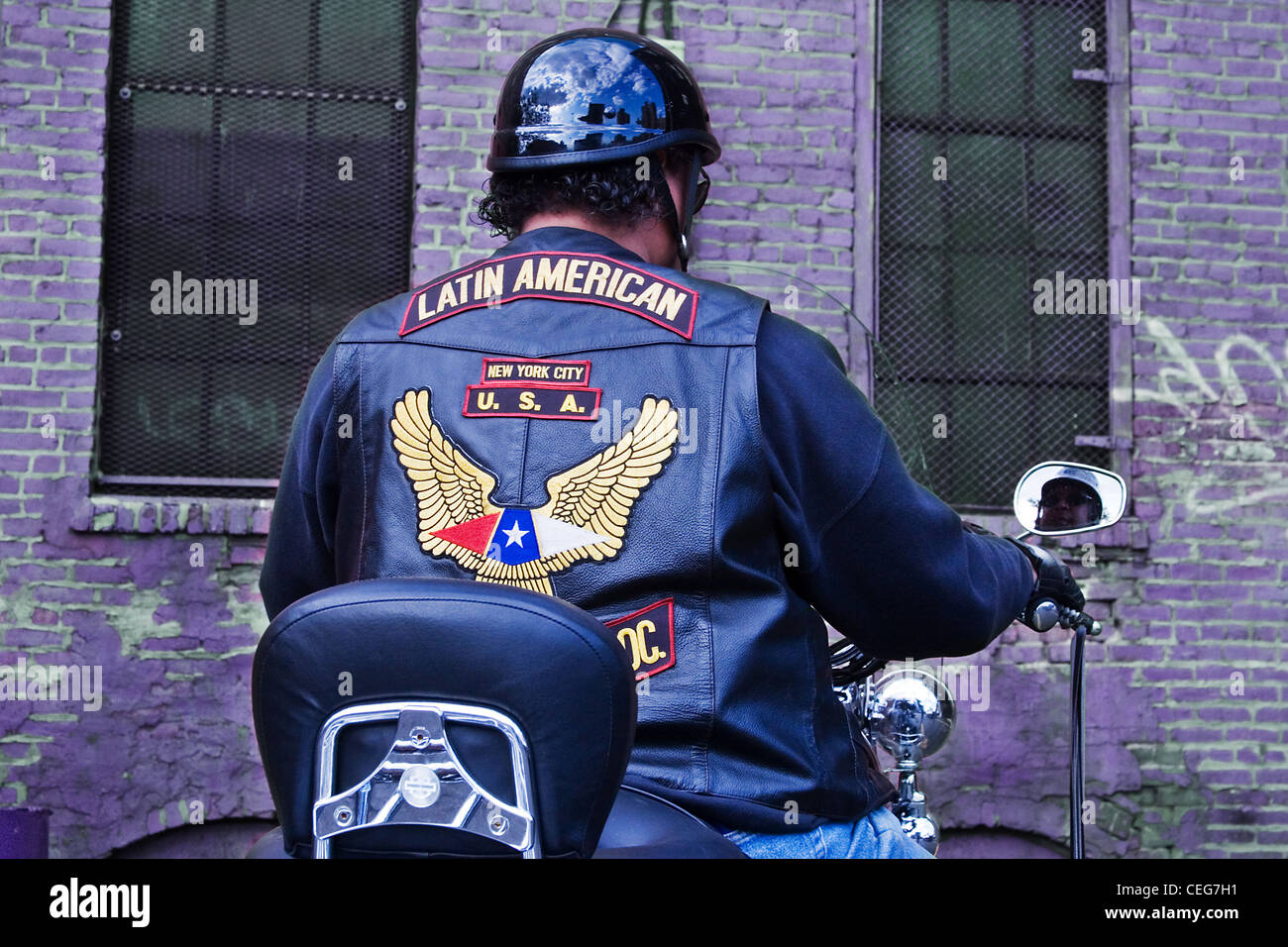 Latin American Biker, New York City Stock Photo