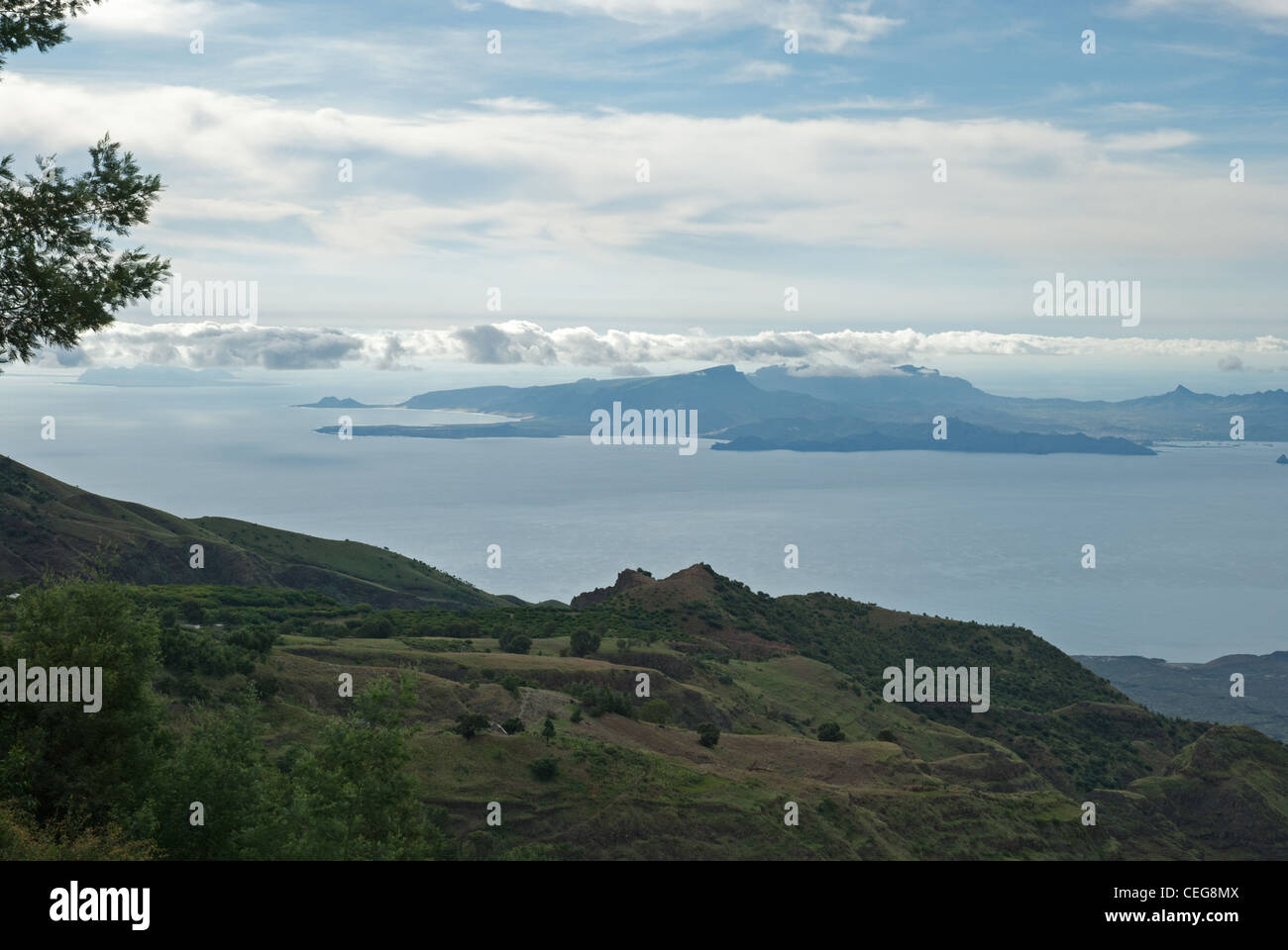 looking across the strait from Santo Antao to Sao Vicente Stock Photo