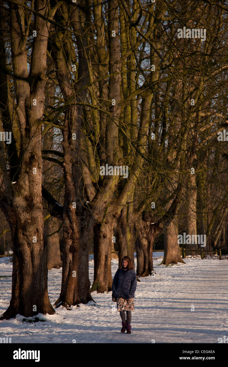 Woman walking snow facing hi-res stock photography and images - Alamy