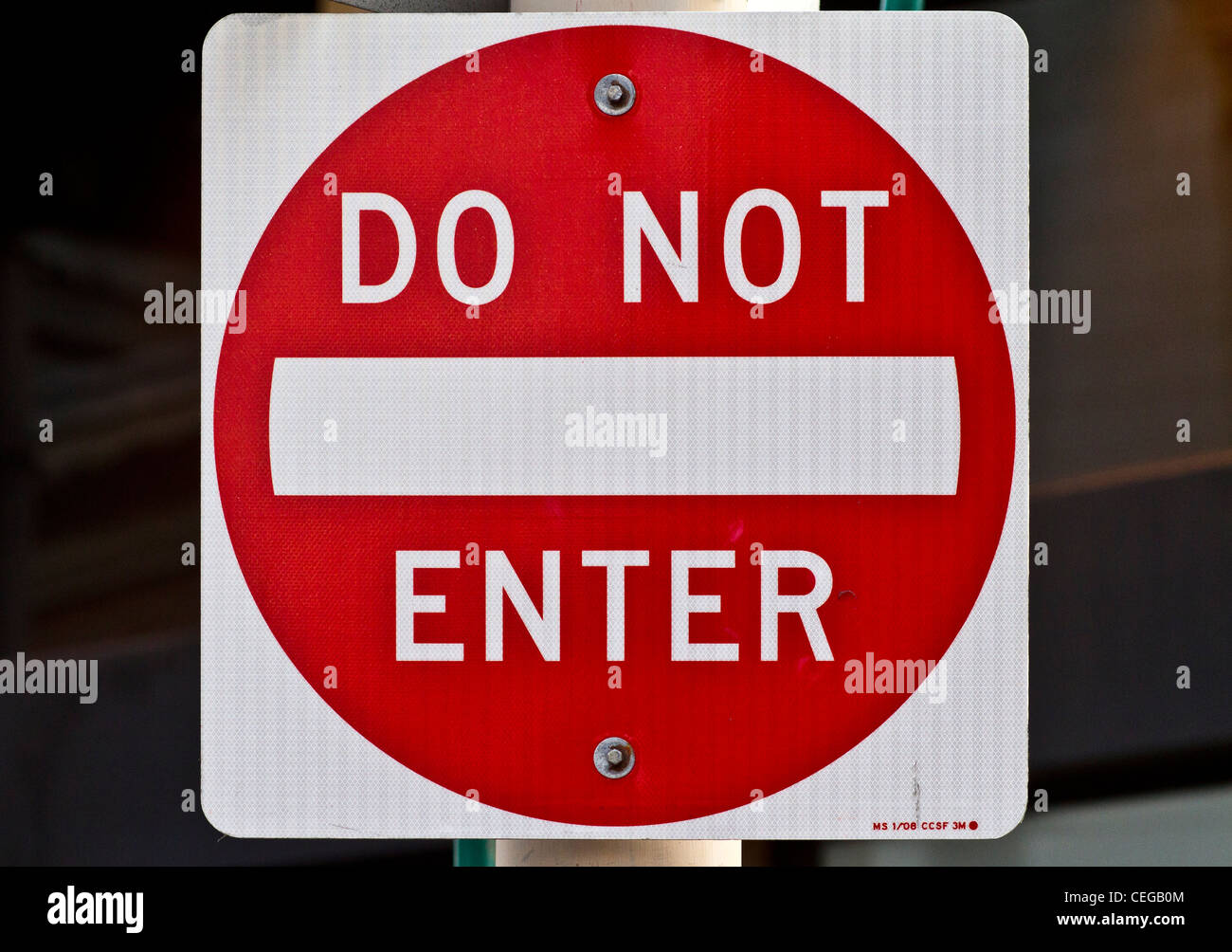 No Entry sign in San Francisco (R5 series: exclusionary signs). Stock Photo
