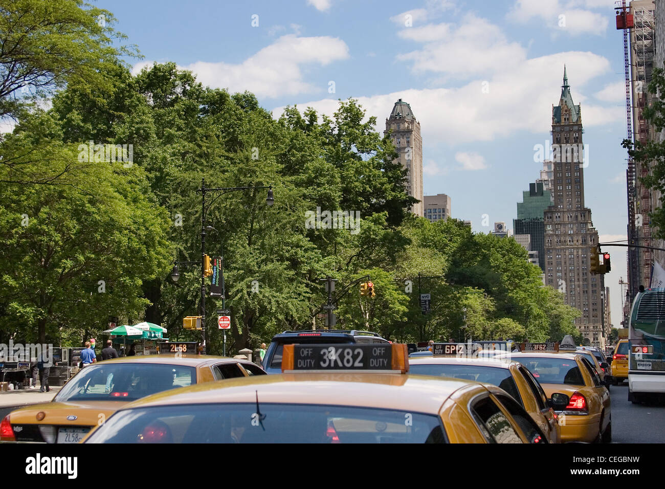 Taxis in Central Park New York City Stock Photo