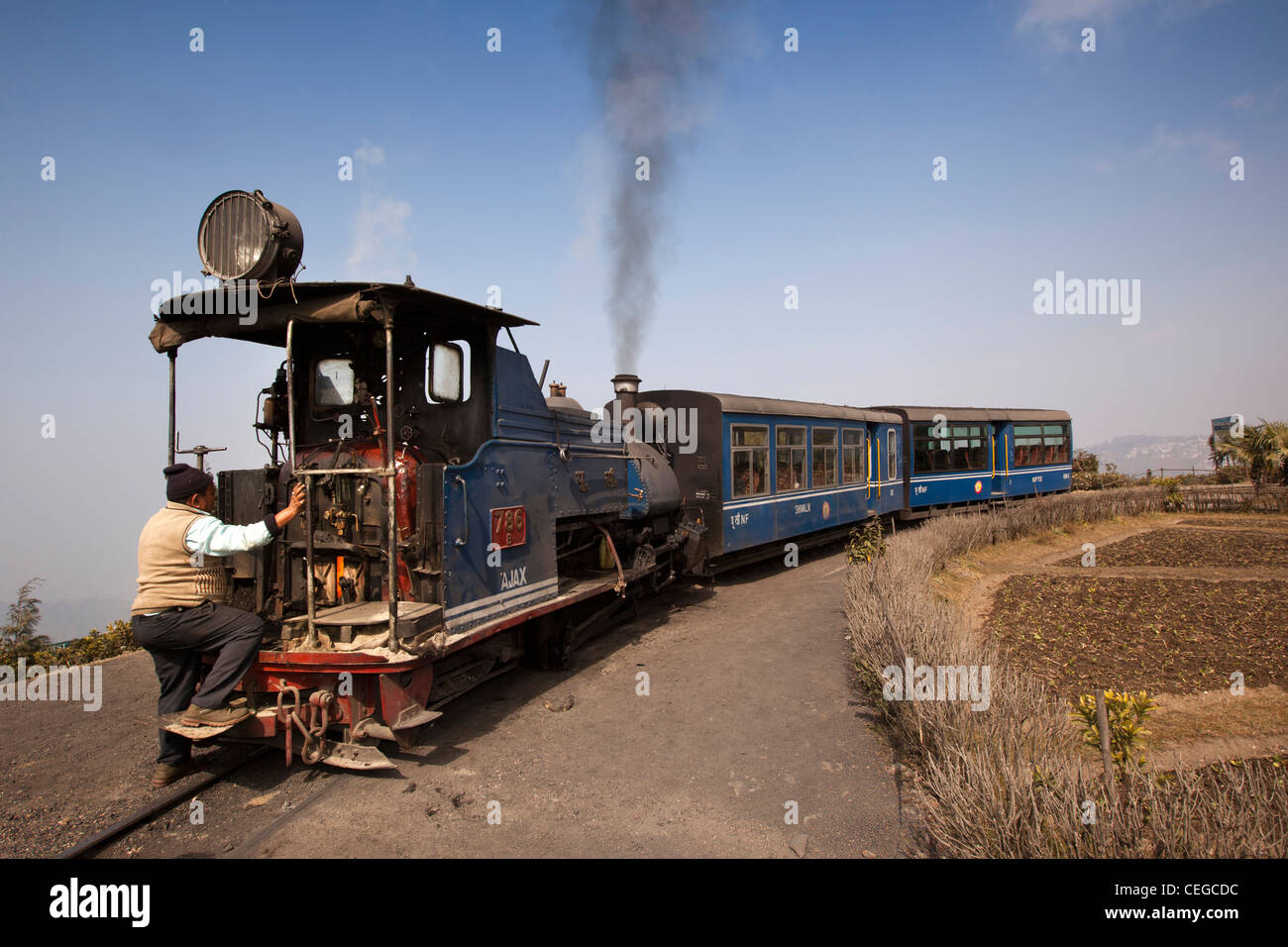 India, West Bengal, Darjeeling Batasia Loop, Himalayan Mountain Railway train 786b Ajax Stock Photo