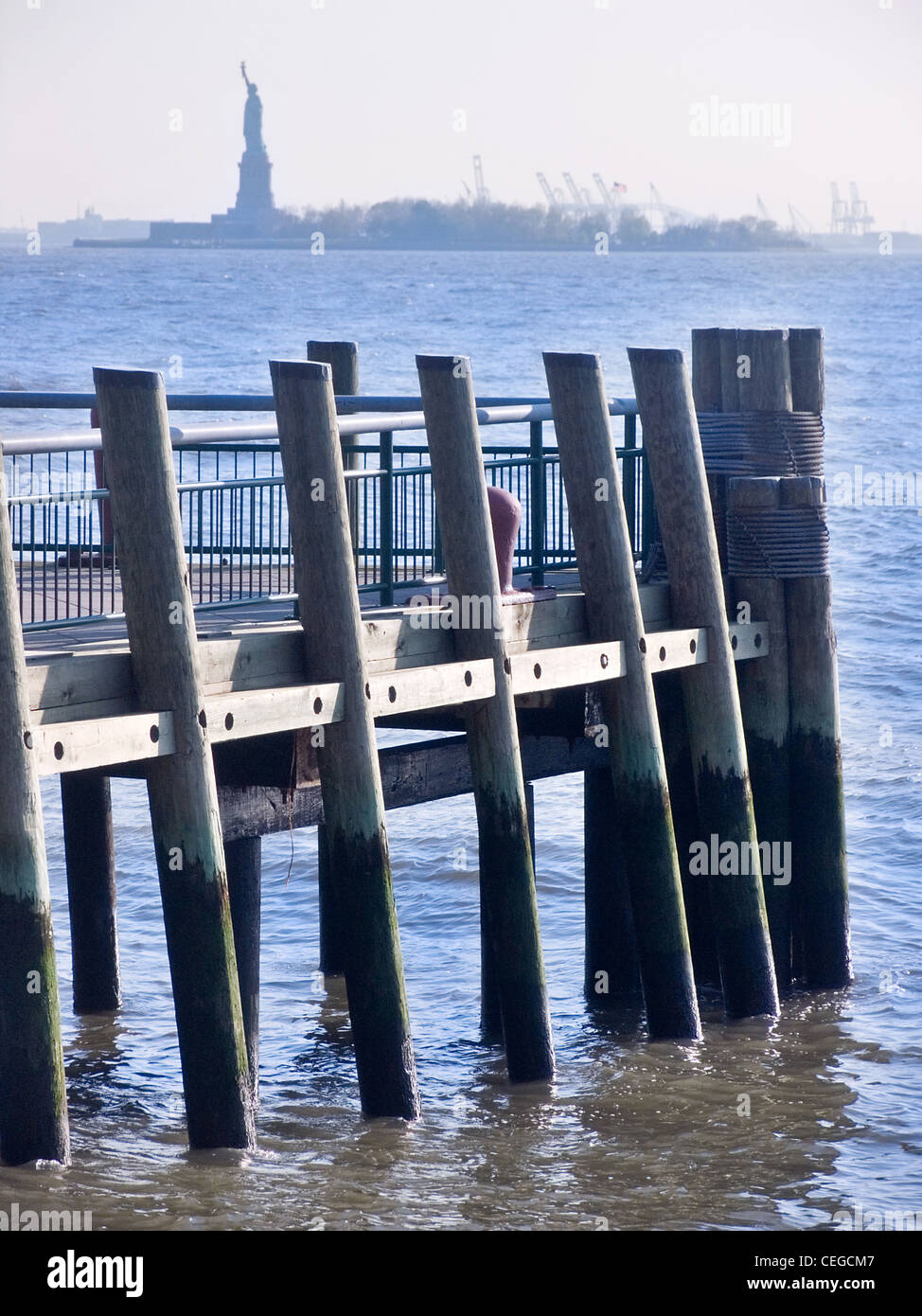 The Statue of Liberty from the Battery Pier, New York City Stock Photo