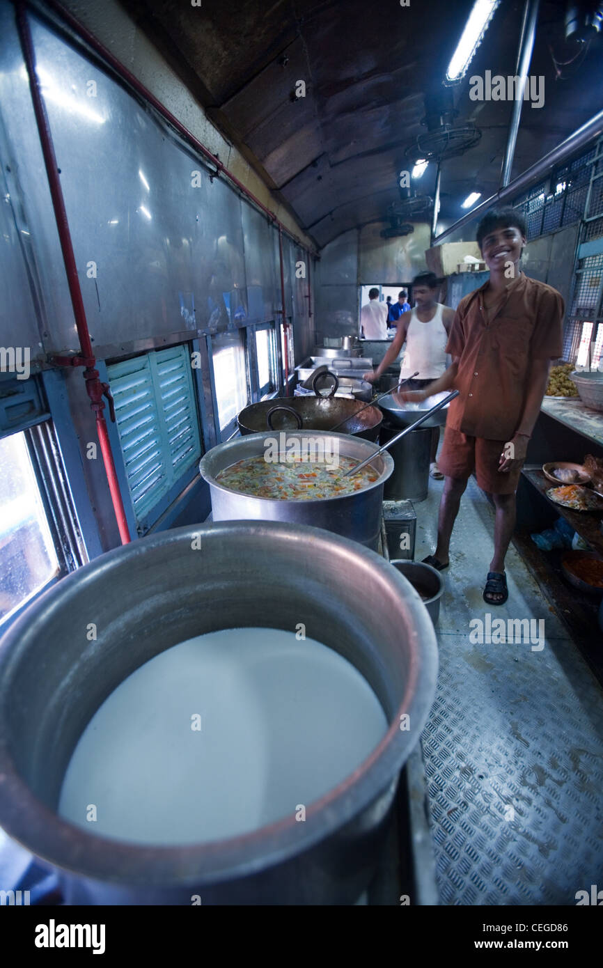 Indian Railways Kitchen coach Stock Photo