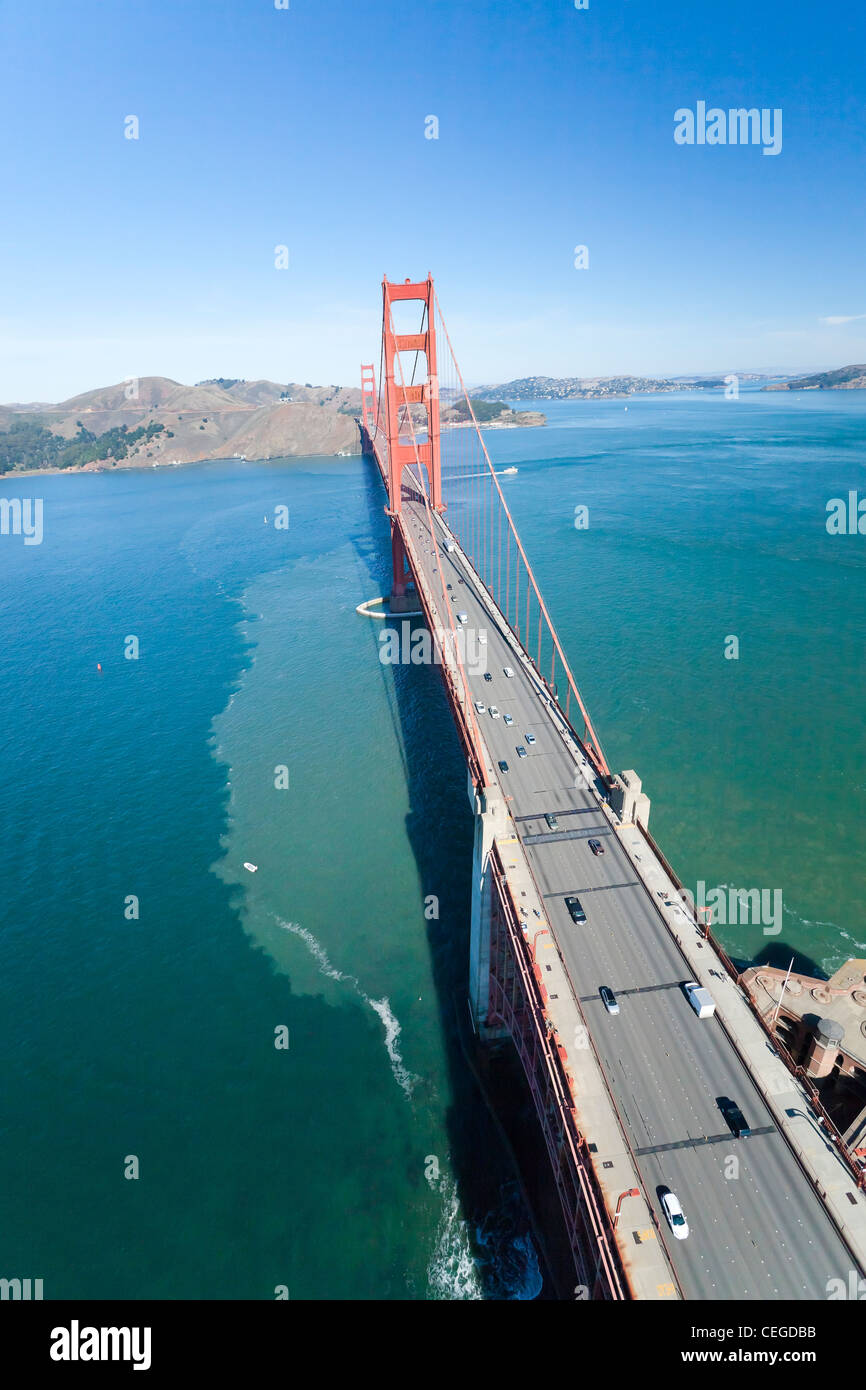 The Golden Gate Bridge in San Francisco bay Aerial view Stock Photo