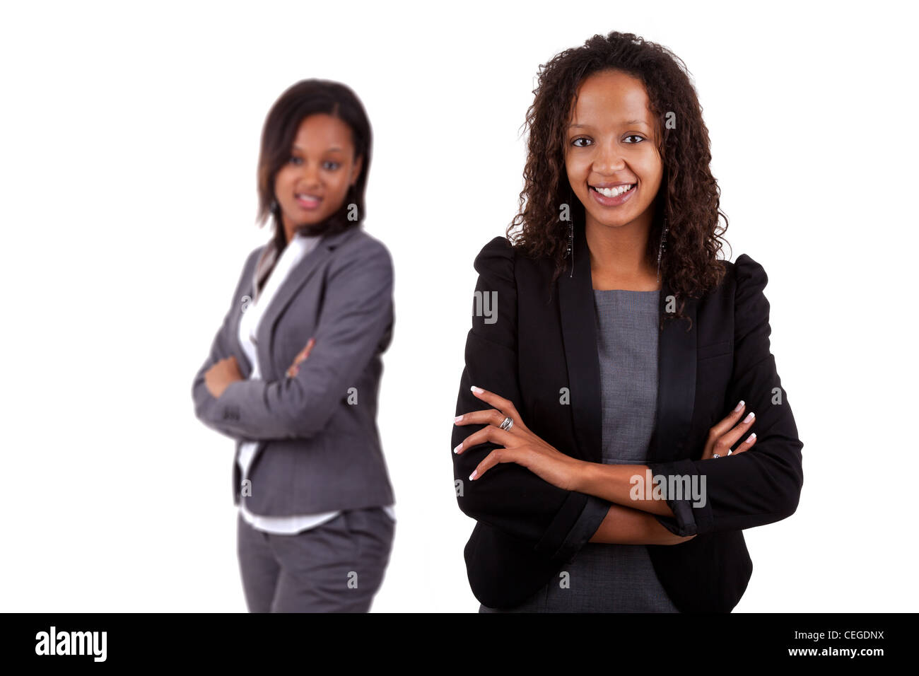 Smiling african american business woman, Isolated over white background ...