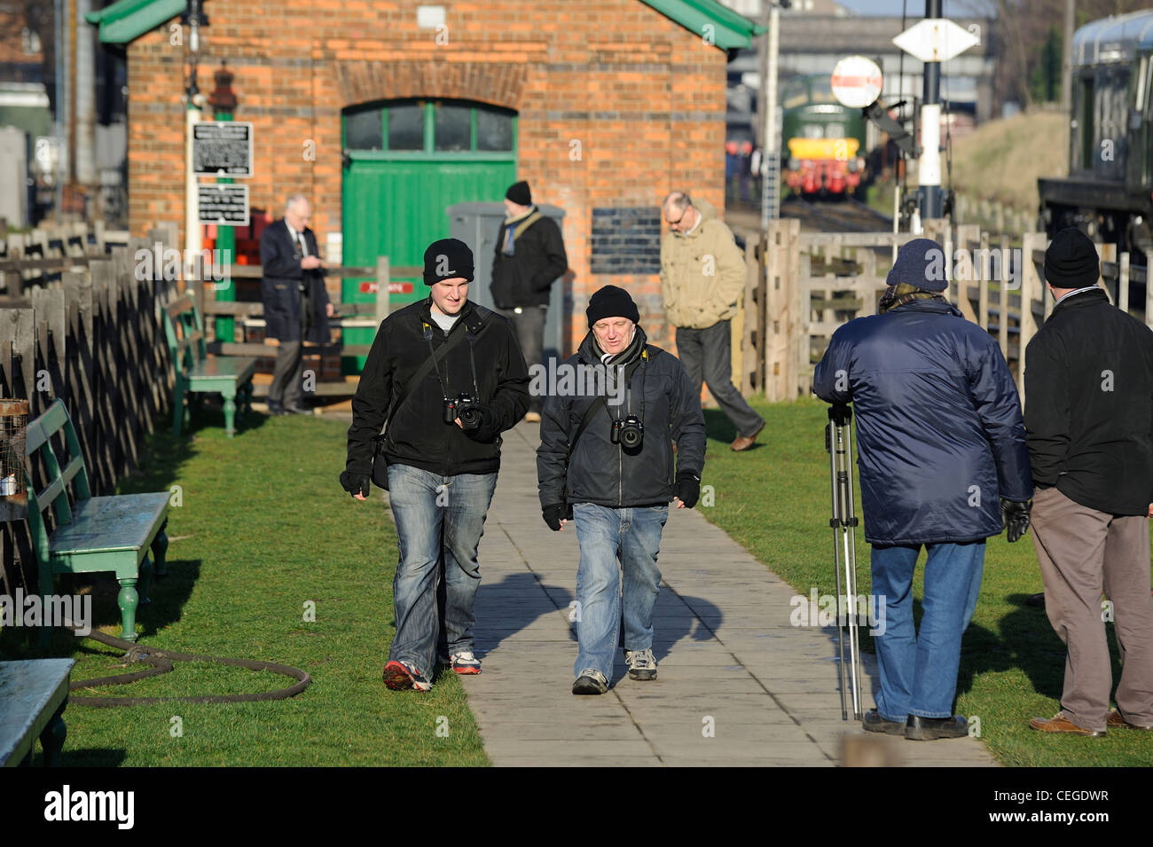 photographers at the great central railway loughborough england uk Stock Photo