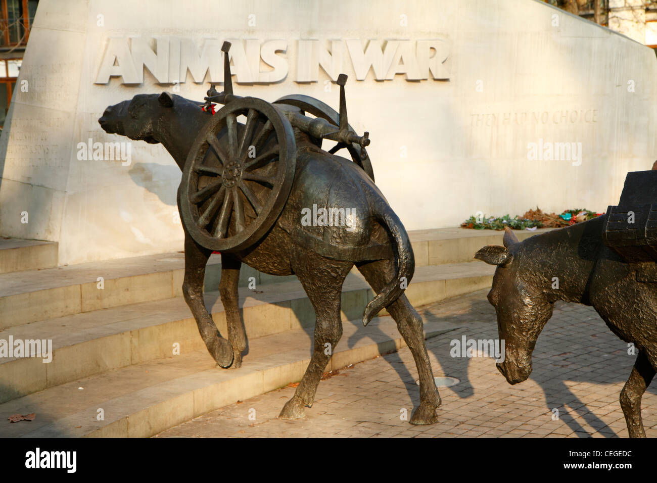 Animals in War memorial, London Stock Photo