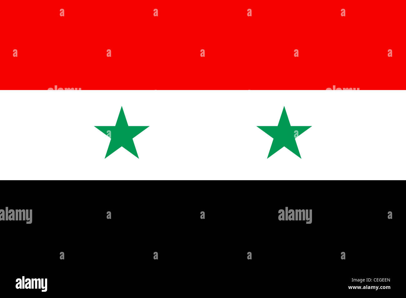 National flag of the Arabian Republic of Syria. Stock Photo