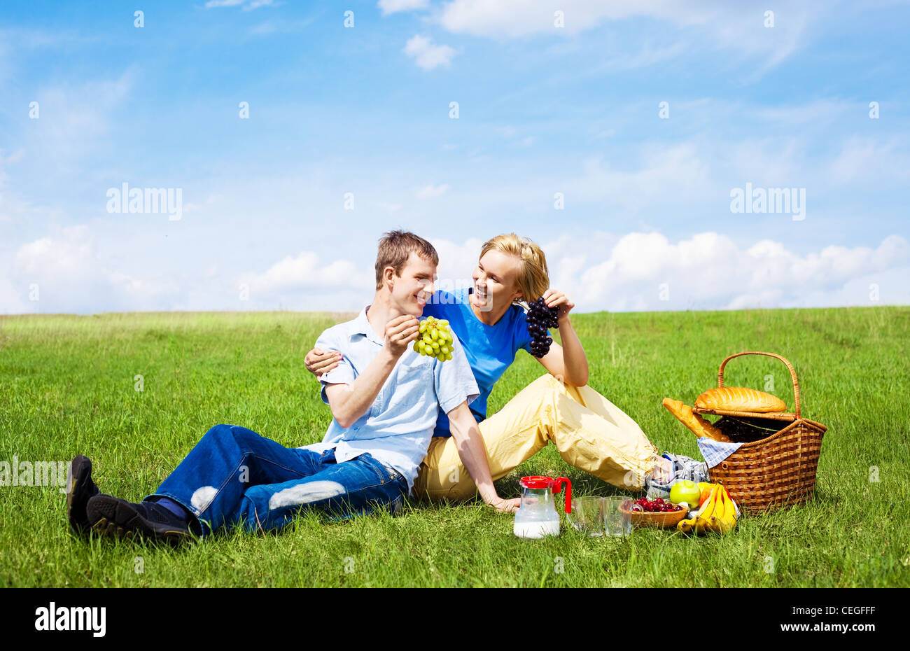 Two people having joyful picnic hi-res stock photography and images - Alamy