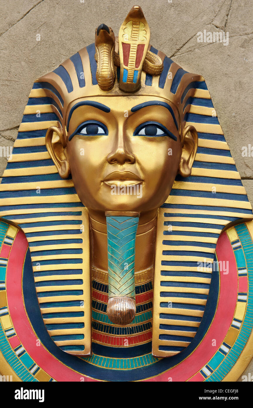 Tutankhamun Mask, Ancient Egypt, Universal Studios, Singapore Stock