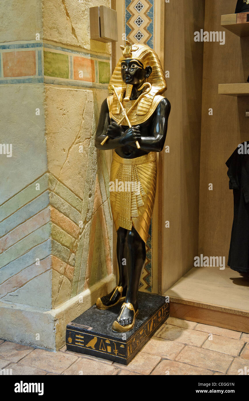 Standing Pharaoh statue, Universal Studios, Singapore. Stock Photo