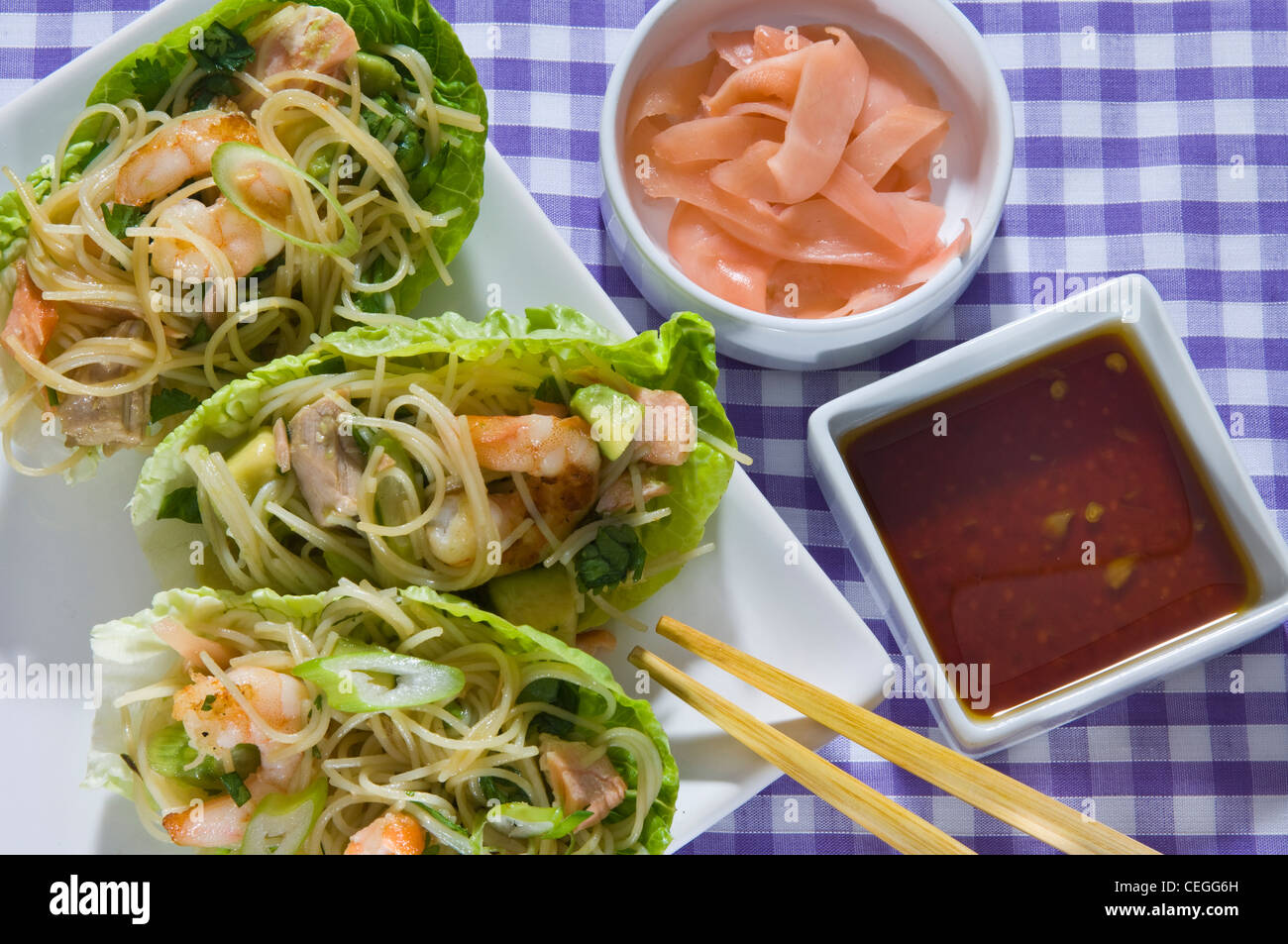Fish and Noodle Salad Stock Photo