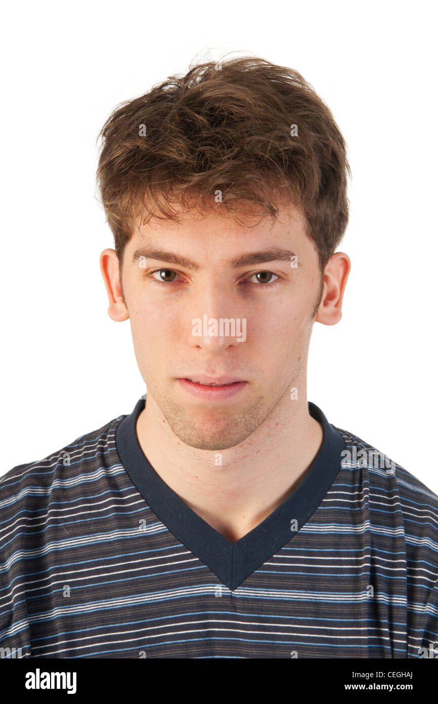 Close portrait of a handsome young man on white background Stock Photo ...