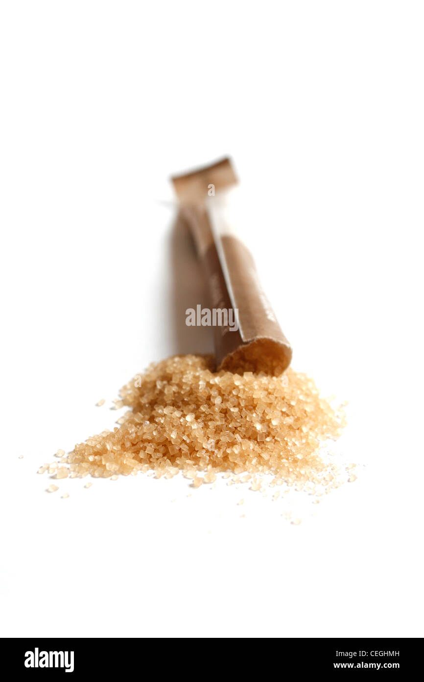 Cane sugar isolated on white Stock Photo