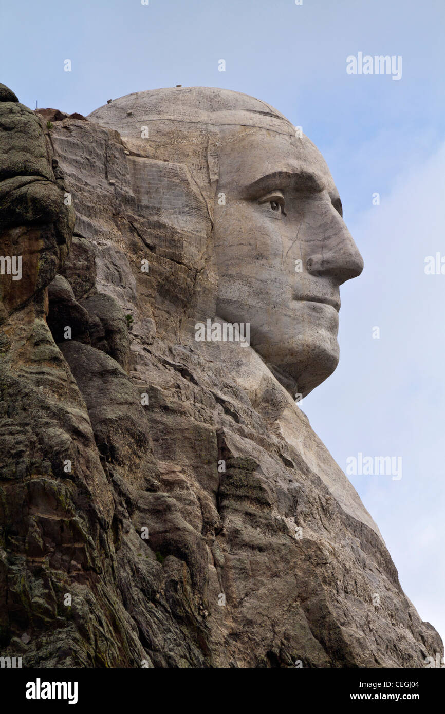 Mount Rushmore American Black Hills South Dakota in USA National Memorial sculpture with US President George Washington face United States hi-res Stock Photo