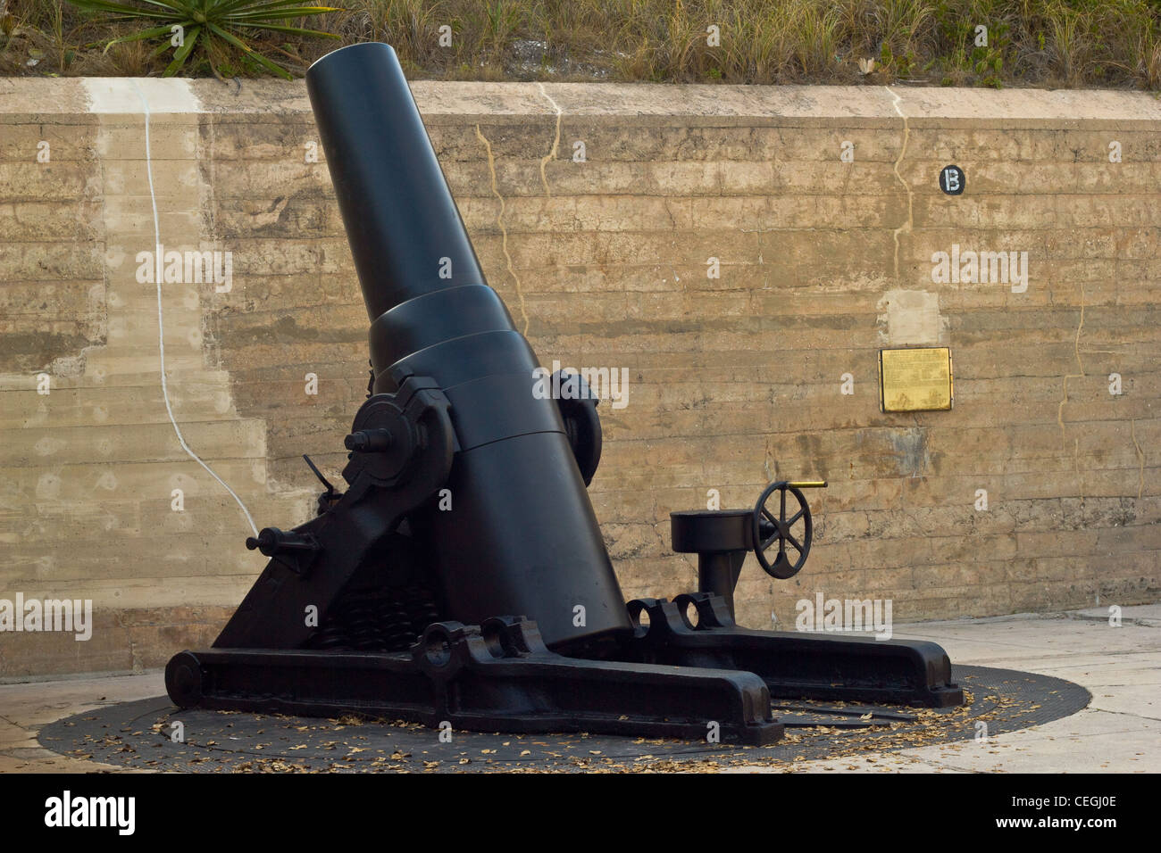 This is one of four 12-inch seacoast rifled mortars found at the old fort in Fort Desoto National Park near Saint Petersburg, Fl Stock Photo