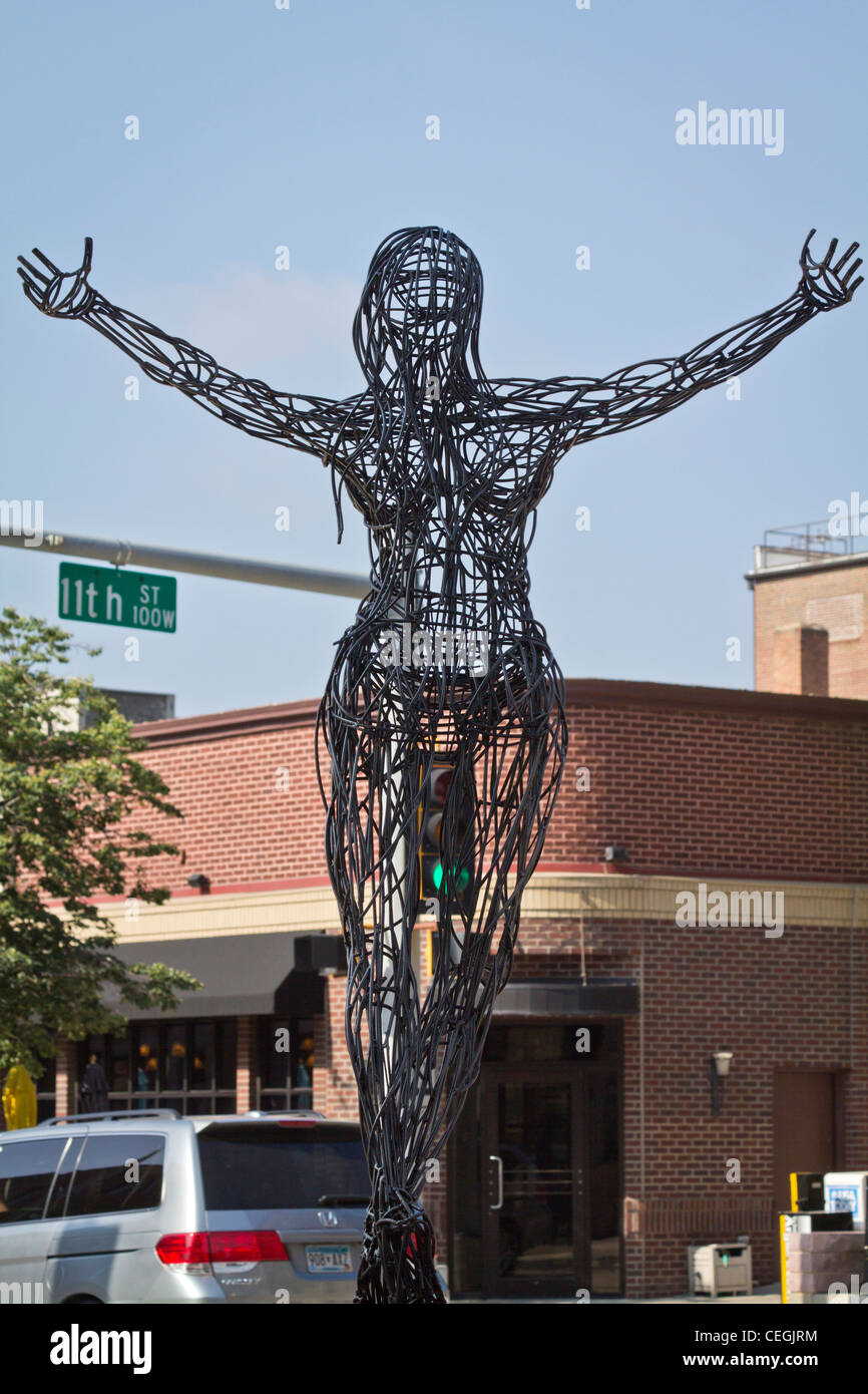Closeup of bronze Sculpture Rapturous Arcs Sioux Falls South Dakota in